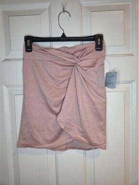 Shade & Shore Pink Metallic Twist-Front Mini Skirt Size XS
